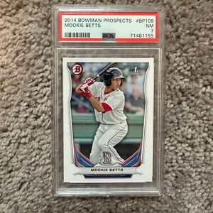2014 Bowman Prospects Mookie Betts Boston Red Sox Rookie Card PSA NM 7